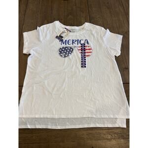 STATE OF MINE Women's Sz XXL 'MERICA T-SHIRT America Red White Blue America